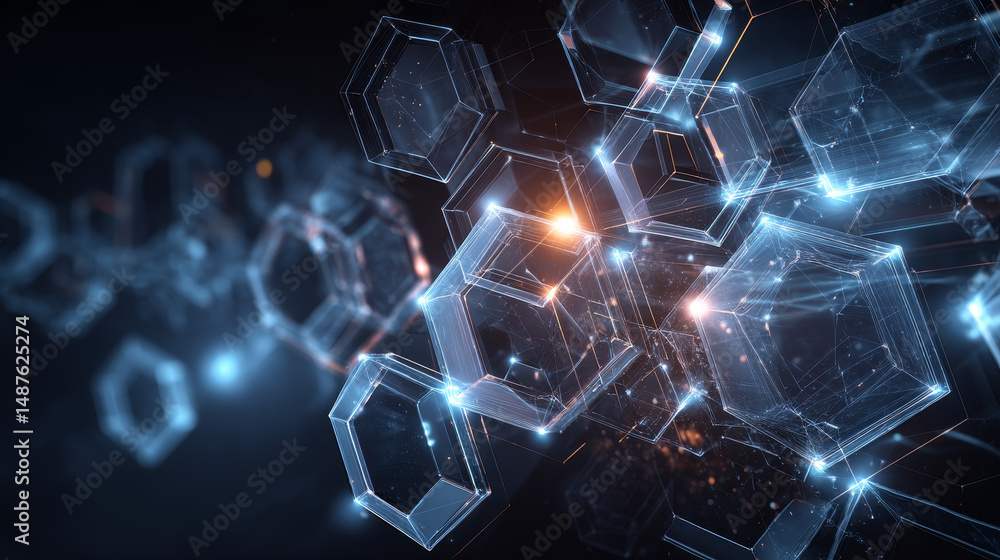 Poster abstract technology digital hi tech hexagons concept background. space for your text