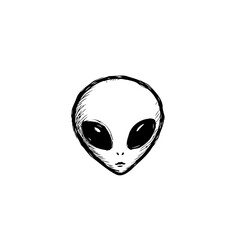 Monochrome illustration of an alien head, minimalist design artwork