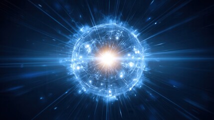 Glowing Abstract Sphere with Radiant Light and Dynamic Energy Burst