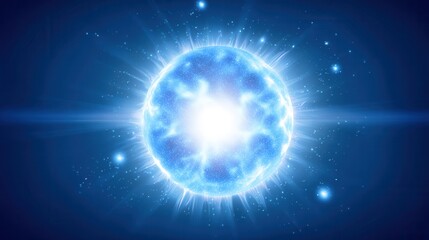 Obraz premium Bright Blue Energy Sphere with Radiating Light and Stars