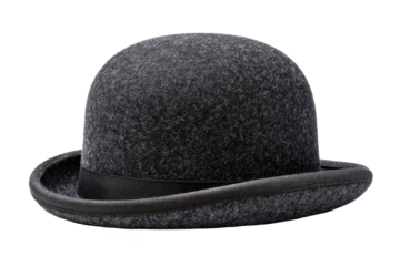 black bowler hat isolated on white or transparent png