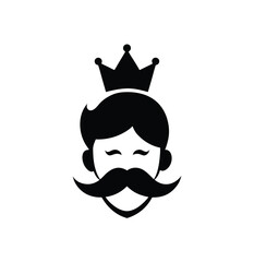 King with Crown and Mustache Icon