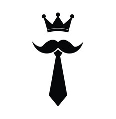 King Mustache Tie Icon Graphic
