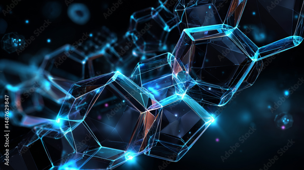 Poster abstract hexagon space with futuristic technology connection. low polygonal, wireframe, linear and m