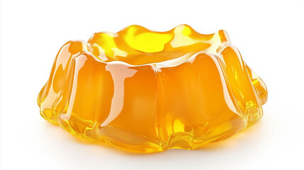 Against a crisp white backdrop, the vibrant yellow jelly appears fresh and delicious, perfect for accompanying text.