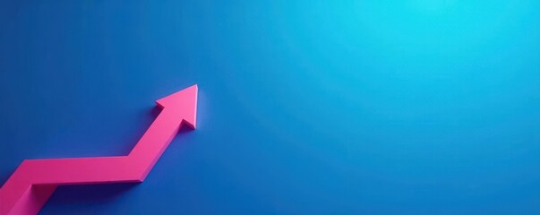 Bright blue background, bold upward arrow Modern, clean aesthetic , graphic, bold