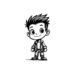 Stylized Cartoon Boy in Bold Lines, A Playful Character Illustration Design