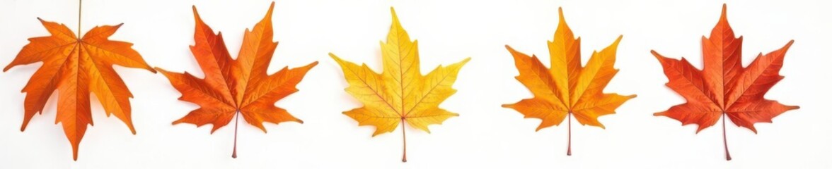 Obraz premium Isolated orange-leafed maple, crisp white background Perfect autumnal image , maple, woodland