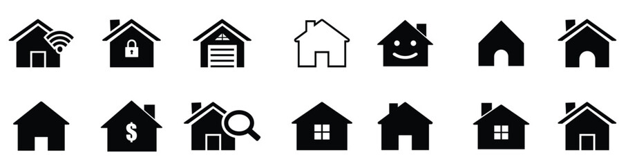 home icon set house real estate residental business concept sale symbol sign home page application