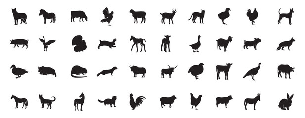 Set of Silhouettes of Pets