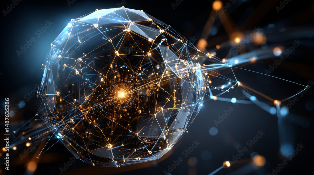 Poster abstract cosmic sphere in a space background. abstract world connection technology abstract molecula