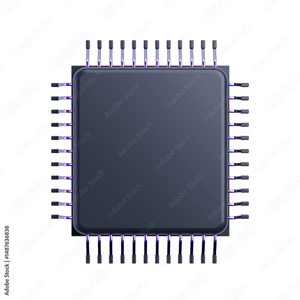 Poster isolated microchip on a white surface on transparent background