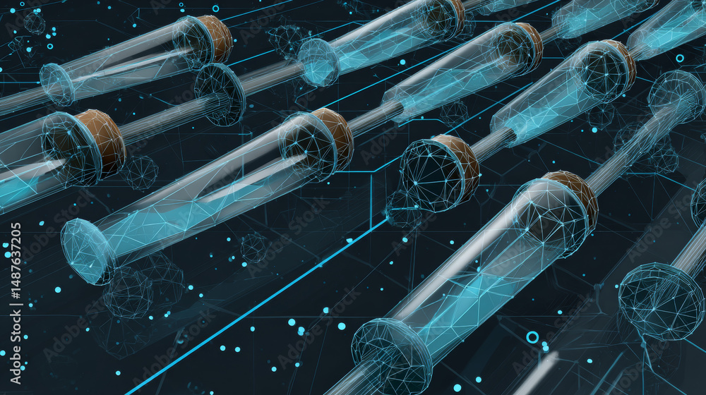 Poster science laboratory test tubes form lines and particle style design. illustration vector