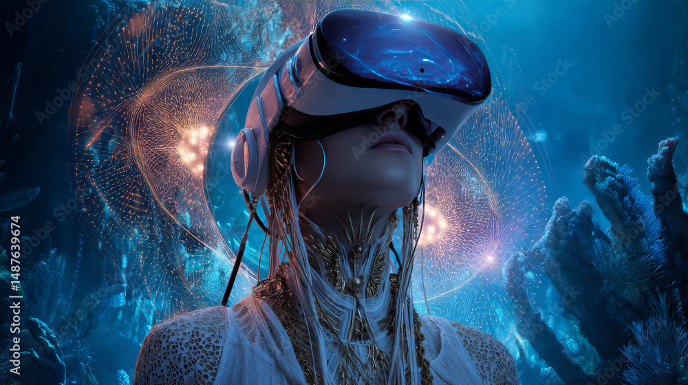 Poster metaverse technology future concept. vr virtual digital reality cyber metaverse simulation innovatio