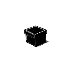 Stylized ink drawing of a box on a white background for graphic use