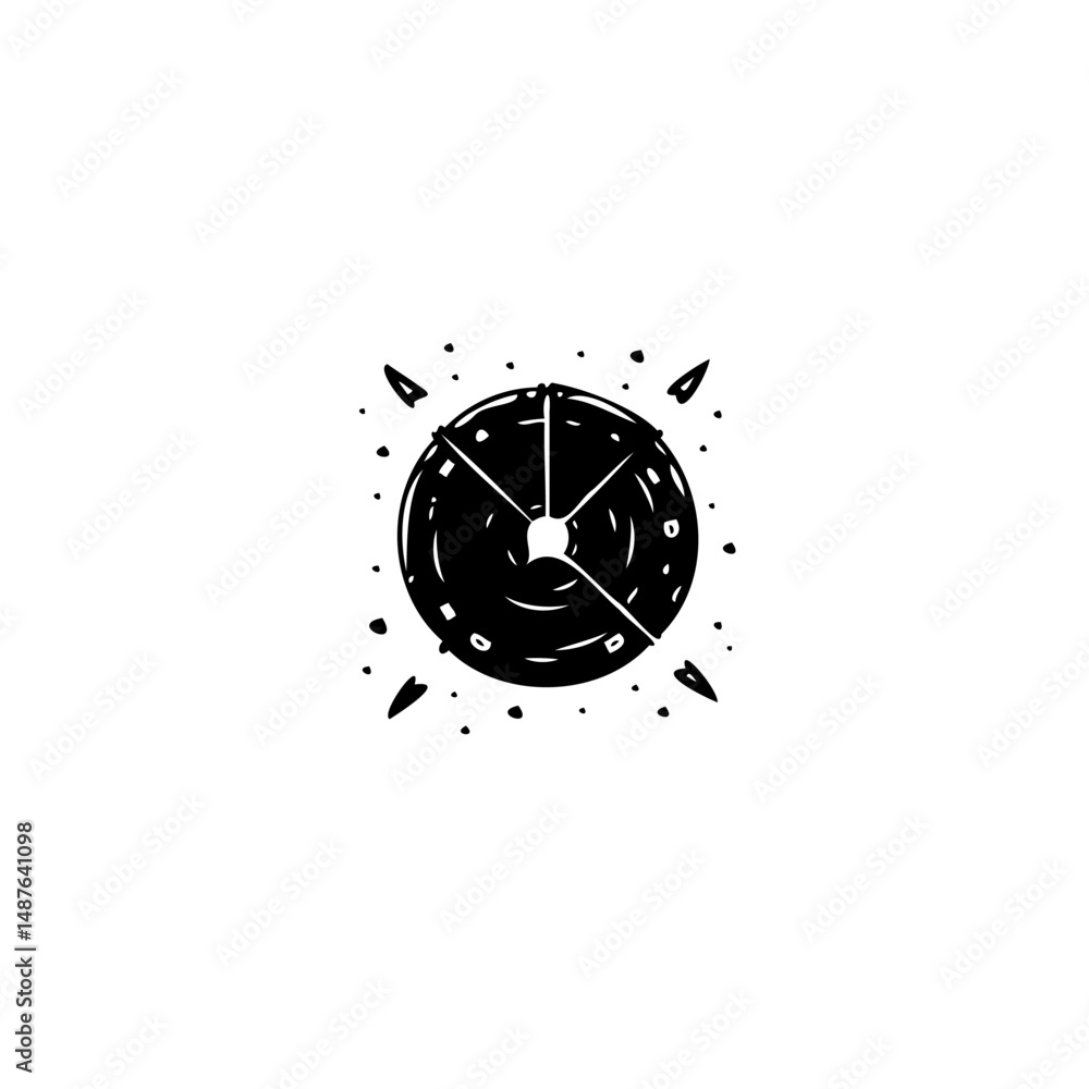 Poster abstract circular form with directional elements radiating outward design