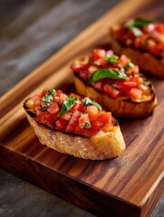 Delicious Bruschetta with Fresh Tomatoes and Basil on Charred Bread