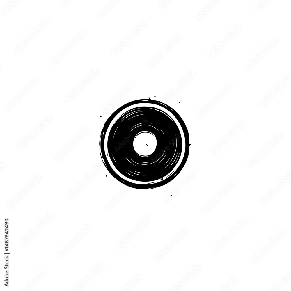 Aufkleber abstract circular form with distressed edges, isolated on plain white canvas