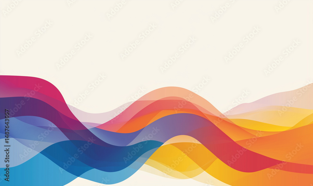 Poster abstract wavy lines in vibrant colors create a dynamic and fluid design, ideal for backgrounds or cr