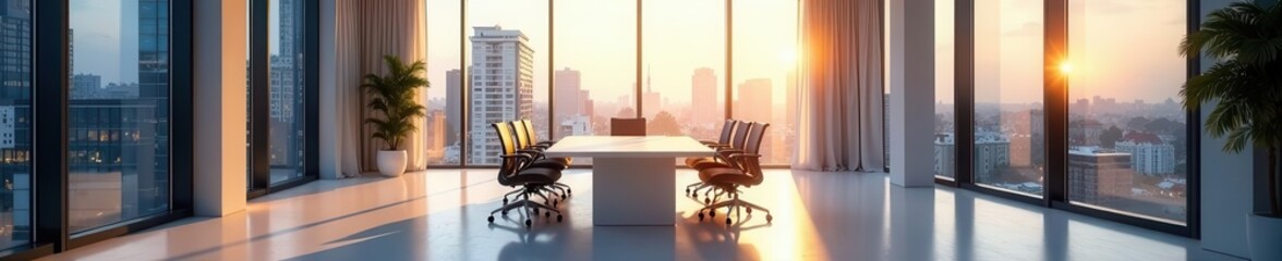 Fototapeta premium Bright, open conference room with large window , meeting, innovation, furniture
