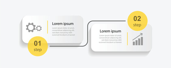 2 step line connected infographic element. Banner presentation. Brochure information. Timeline infograph 