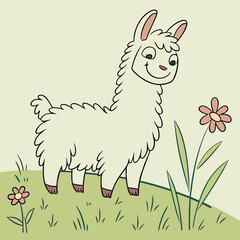 Smiling Llama Cute and Happy Cartoon Animal Illustration