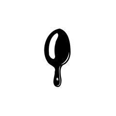 Stylized Spoon Silhouette with Dripping Liquid Effect, Simple Culinary Icon