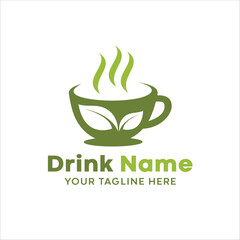 green tea drink logo, icon, background, wall, tea glass logo design
