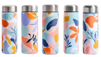 Stylish Floral and Abstract Pattern Insulated Stainless Steel Water Bottles Set