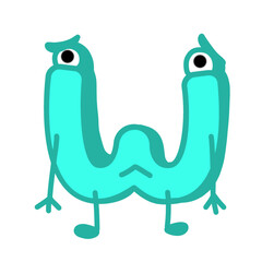 Fun Alphabet, Cartoon character letter W with cute expression. Cute cartoon alphabet character illustration for early childhood education.	