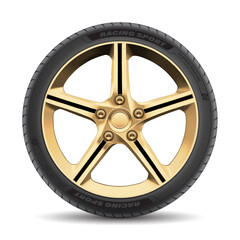 Fototapeta premium Realistic aluminum car wheel with tire style sport racing on white background vector