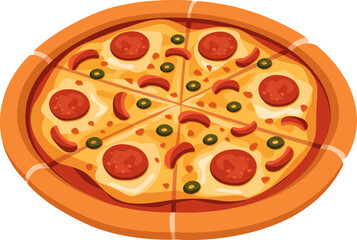 Pizza Illustration with Toppings