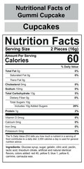 Nutrition facts, Supplement facts, Nutrition facts template, Nutritional Facts of Gummi Cupcake,  Perfect for Food Packaging, Supplements, and Health Brands