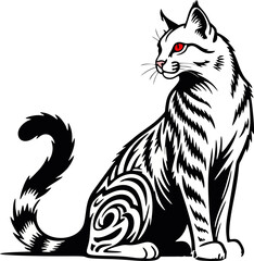 Dark Demon Cat with Glowing Red Eyes