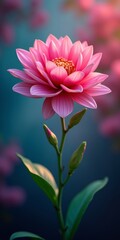 Obraz premium Blooming pink lotus flower with petals unfurling