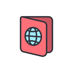 Stylized Passport Icon Representing International Travel Identity Verification