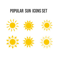 Popular Sun Icons Set in Flat Vector Style