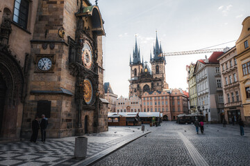 Old town square Prague in morning, no people