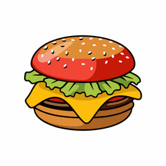Colorful Cartoon Burger Icon Illustration