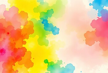 Vibrant watercolor rainbow wash, cloudy texture, grunge stains Bright summer banner design,  banner,  colors