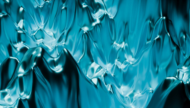 Abstract blue 3D render of flowing liquid texture