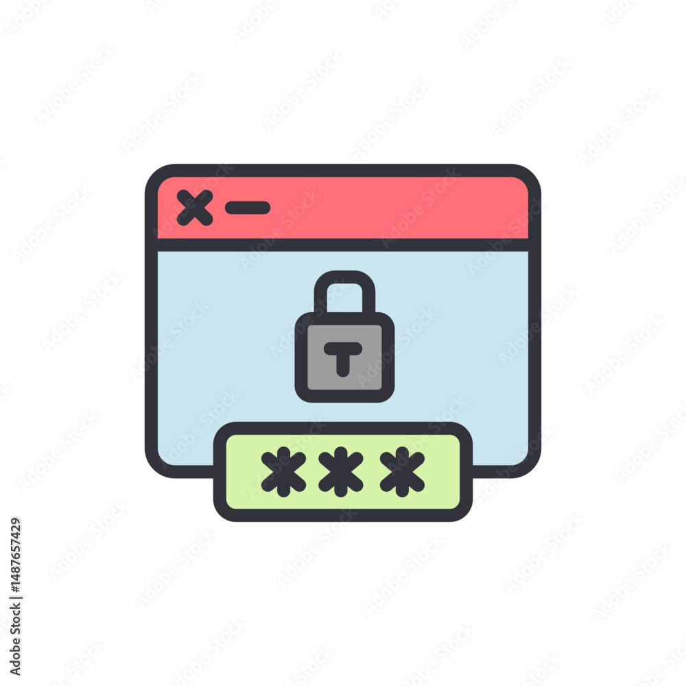 Poster secured internet access represented by a padlock with encrypted password