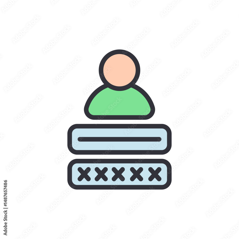 Poster user login authentication with credentials on a transparent background