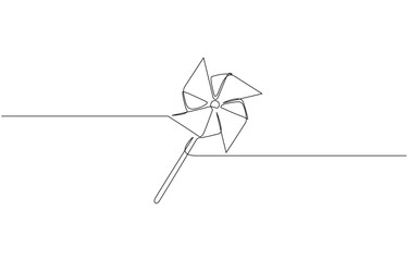 Vector illustration of A colorful paper windmill spinning in the wind, Pinwheel, Pinwheel isolated on white background for kids coloring book.