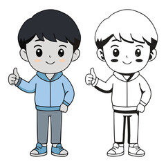 little boy with thumb up