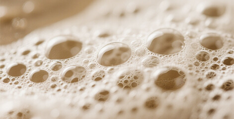 Close-Up Macro Shot of Foam and Air Bubbles – Abstract Texture Background in Warm Tones
