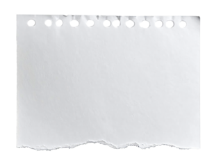 Torn paper with distressed edges and a textured perfect scrapbook isolated cut out on transparent png