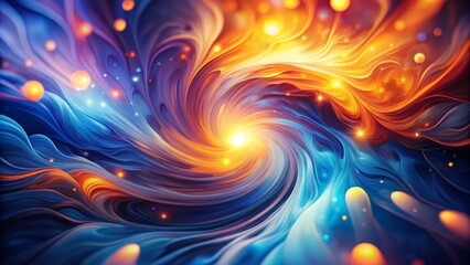 Abstract Swirling Nebula of Vibrant Hues and Glowing Particles in a Dynamic Composition