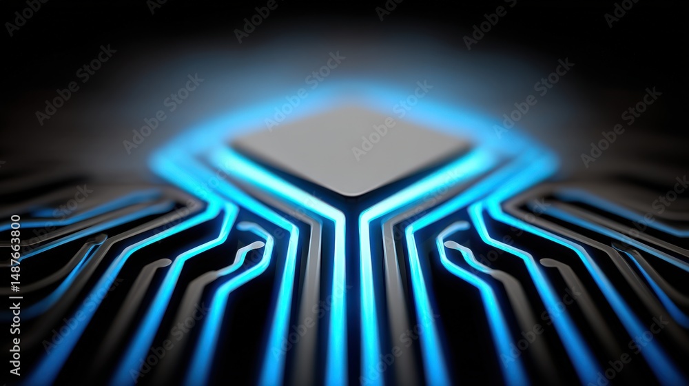 Aufkleber abstract visualization of circuitry technology showcasing glowing blue patterns illustrating digital