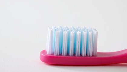 A close-up image of a pink toothbrush